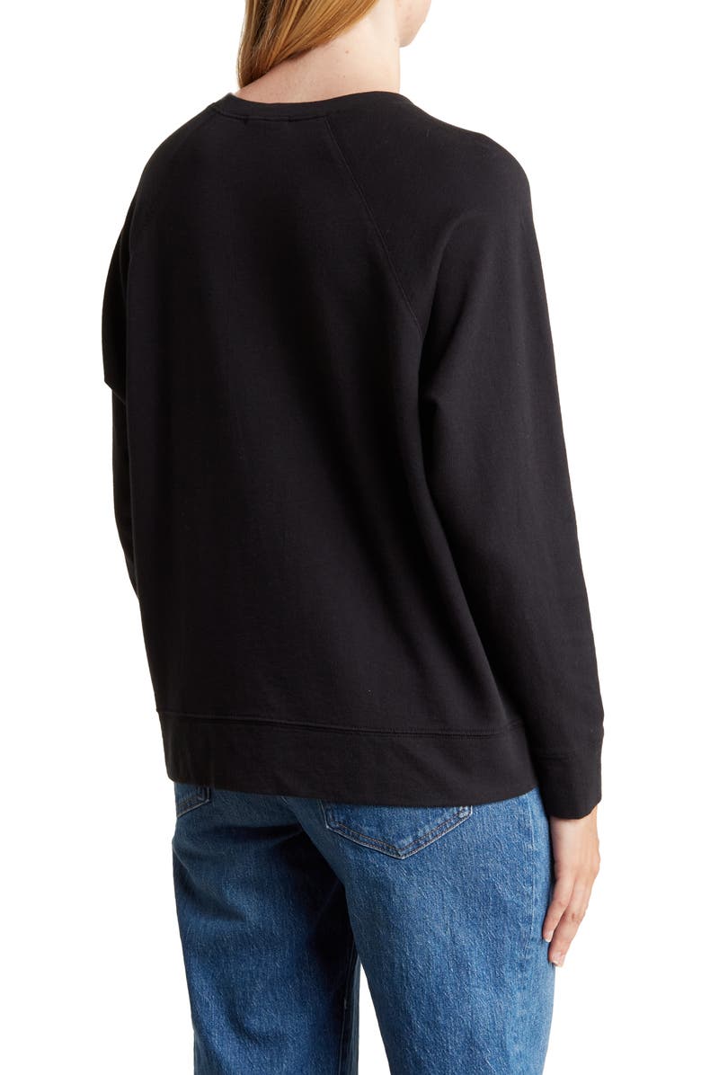 James Perse Cotton French Terry Relaxed Sweater, Alternate, color, Black