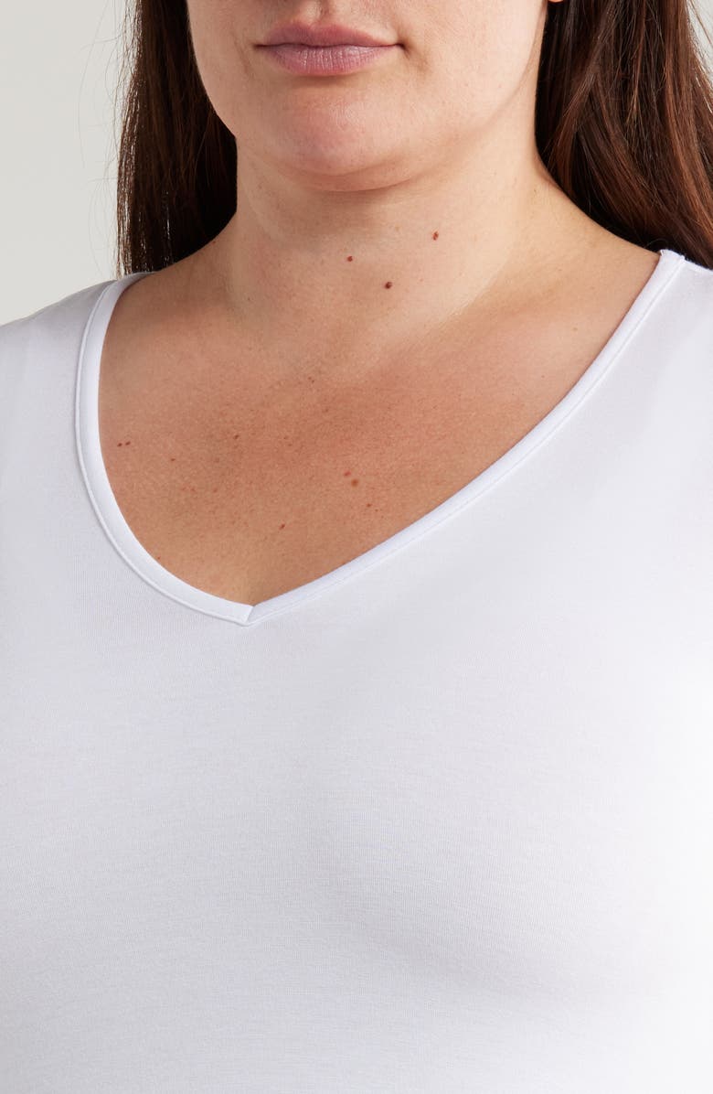 24seven Comfort Apparel V-Neck Jersey Swing Top, Alternate, color, White