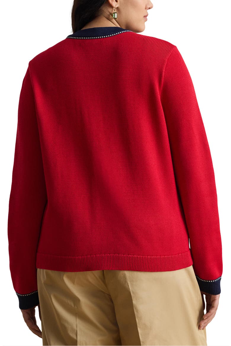 Two-Tone Cardigan, Alternate, color, CRUISE RED/ MULTI