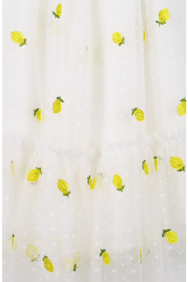 Kids' Embroidered Lemon Sleeveless Dress, Alternate, color, WHT/YELLOW