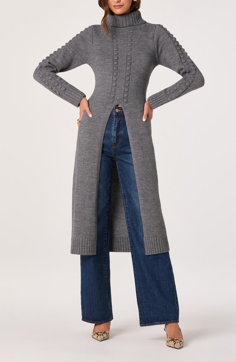 ASTR the Label Textured Maxi Turtleneck Sweater, Alternate, color, Heather Charcoal