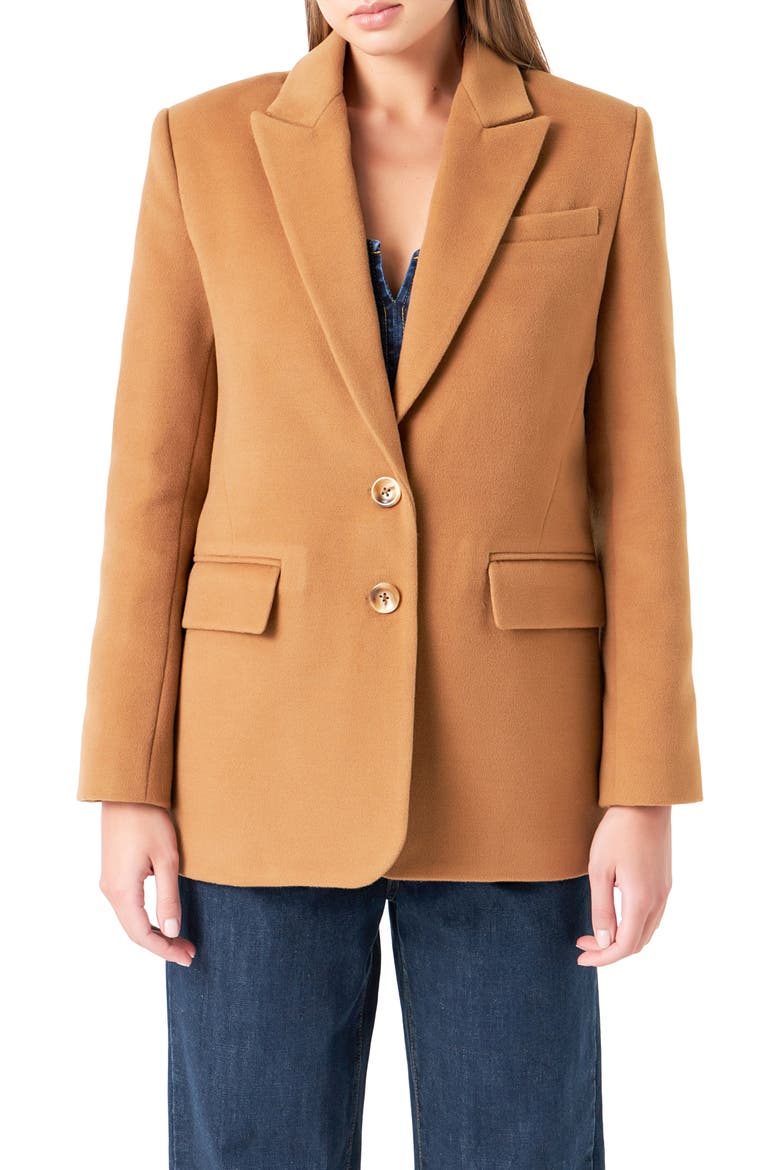 Oversize Single Breasted Blazer, Alternate, color, BROWN