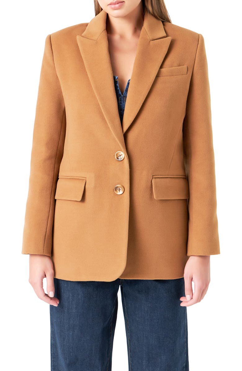 Grey Lab Oversize Single Breasted Blazer, Alternate, color, Brown