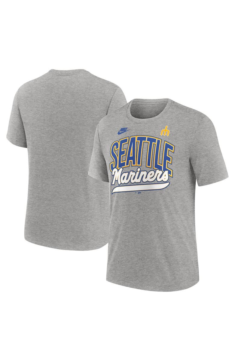Nike Men's Nike Heather Gray Seattle Mariners Cooperstown Collection Retro Tri-Blend T-Shirt, Main, color, Heather Gray