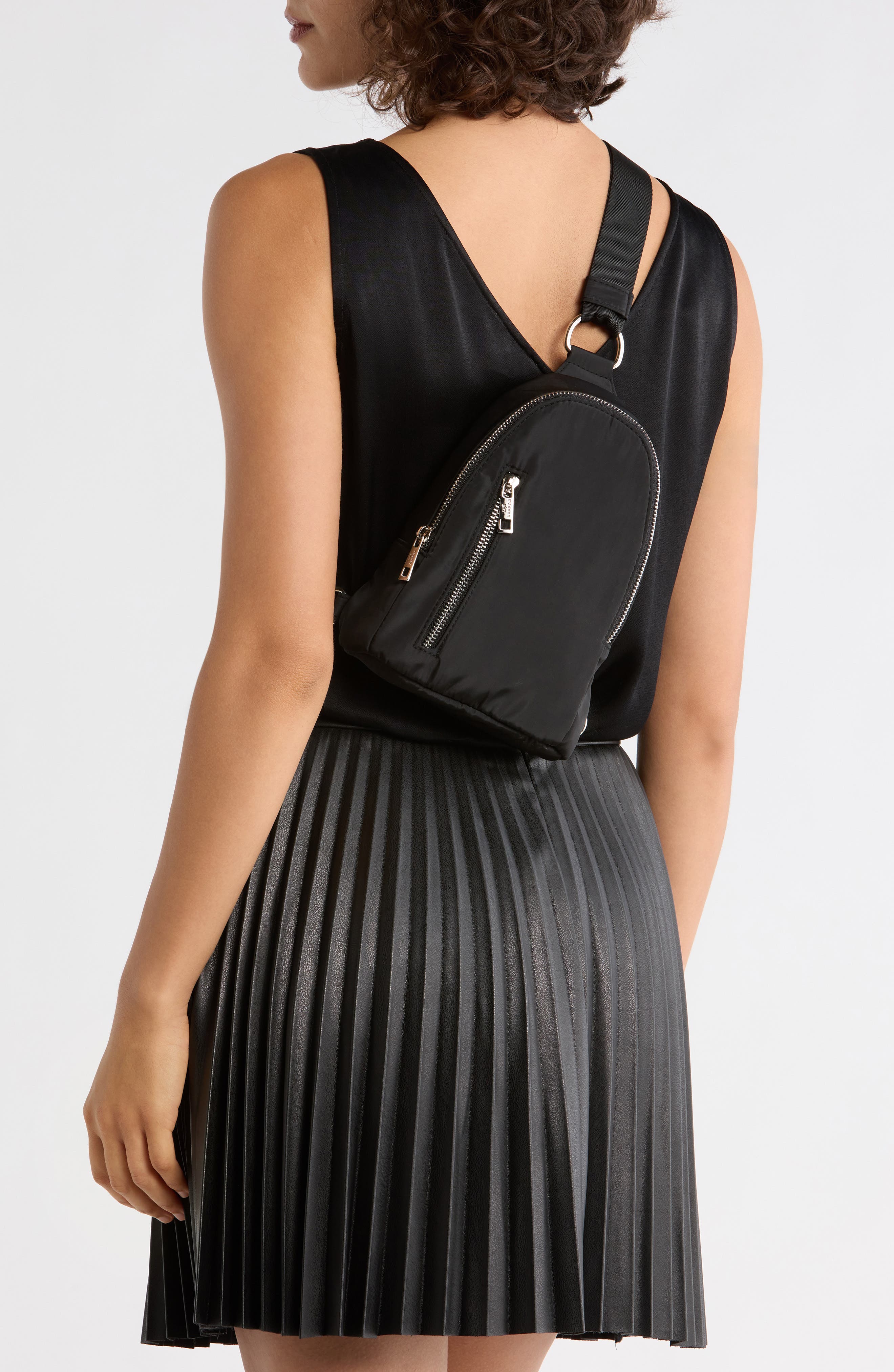 Madden Girl Recycled Polyester Sling Bag, Alternate, color, Black