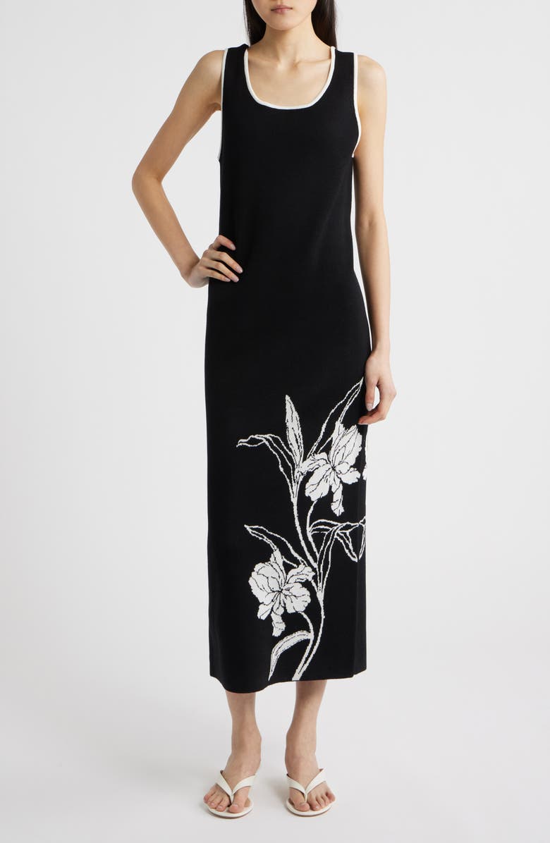 Sam Edelman Floral Knit Maxi Dress, Main, color, Black