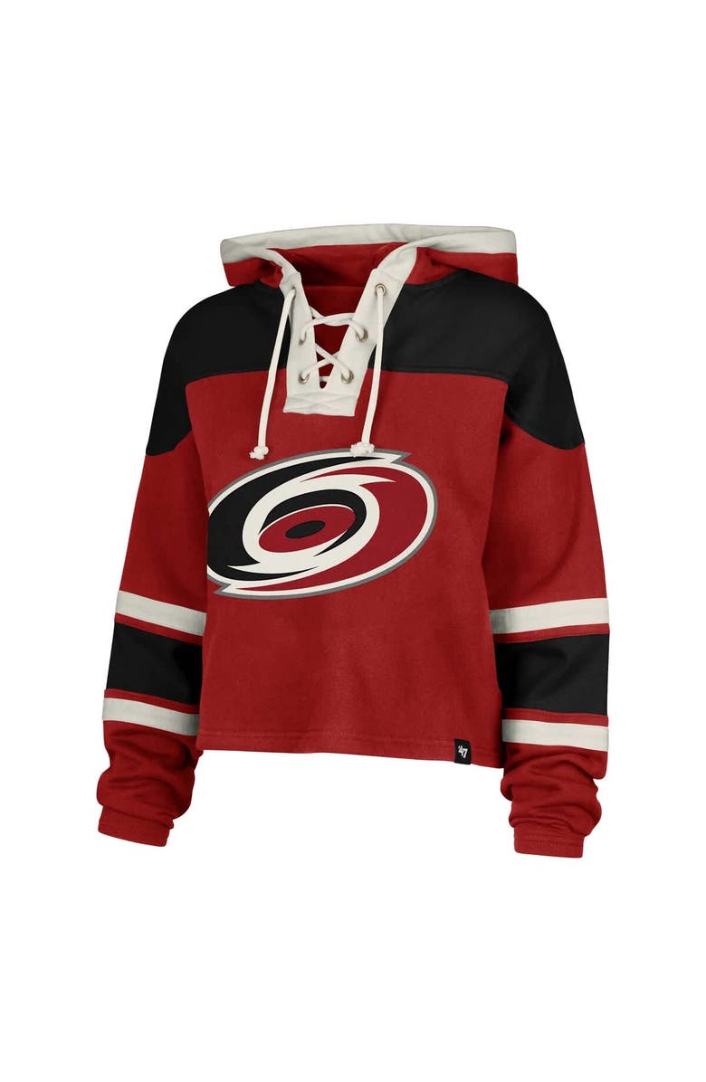 '47 Women's '47 Sebastian Aho Red Carolina Hurricanes Superior Lacer Cropped Pullover Hoodie, Alternate, color, Red