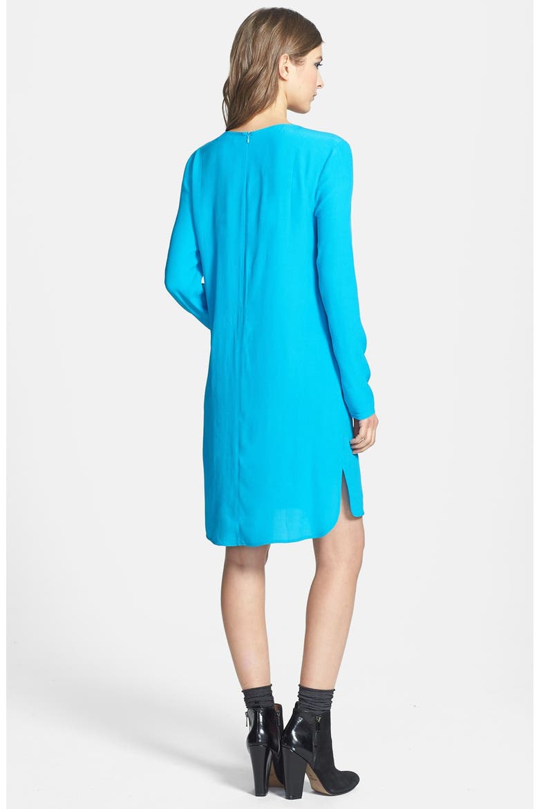 Long Sleeve Crepe Shift Dress, Alternate, color, VIVID BLUE