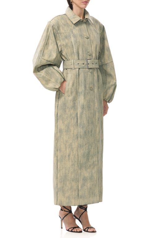Afrm Carrington Denim Trench Coat In Green