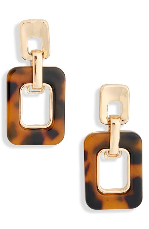 Tortoiseshell Door Knocker Drop Earrings