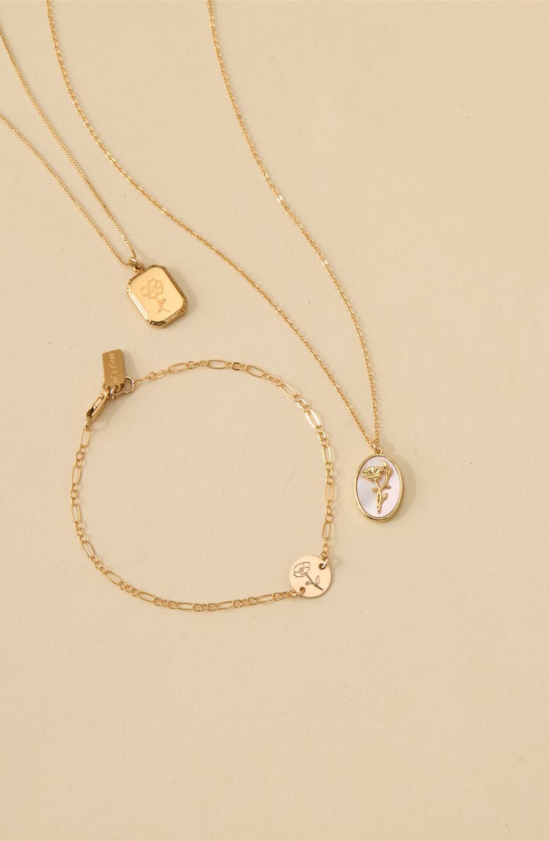 Set & Stones Katrina Birth Flower Pendant Necklace, Alternate, color, Gold / January - Snowdrop