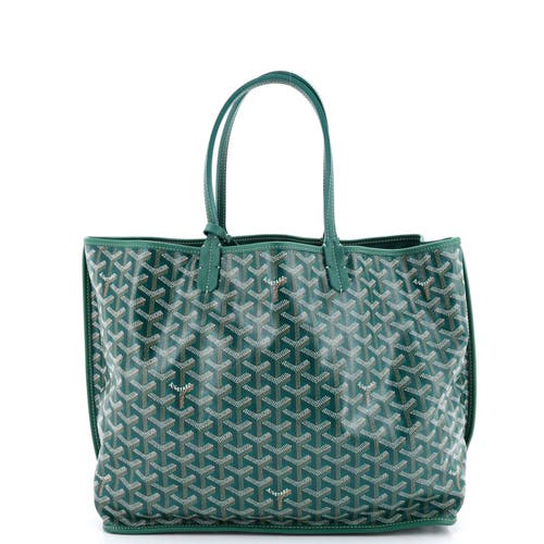 Pre-owned Goyard Goyard Anjou Reversible Tote Coated Canvas Pm In Green