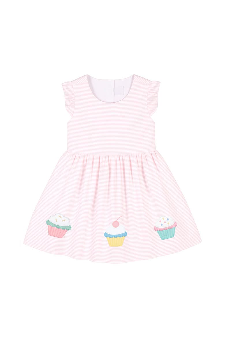 Seersucker Dress with Cupcakes, Main, color, Pink/White