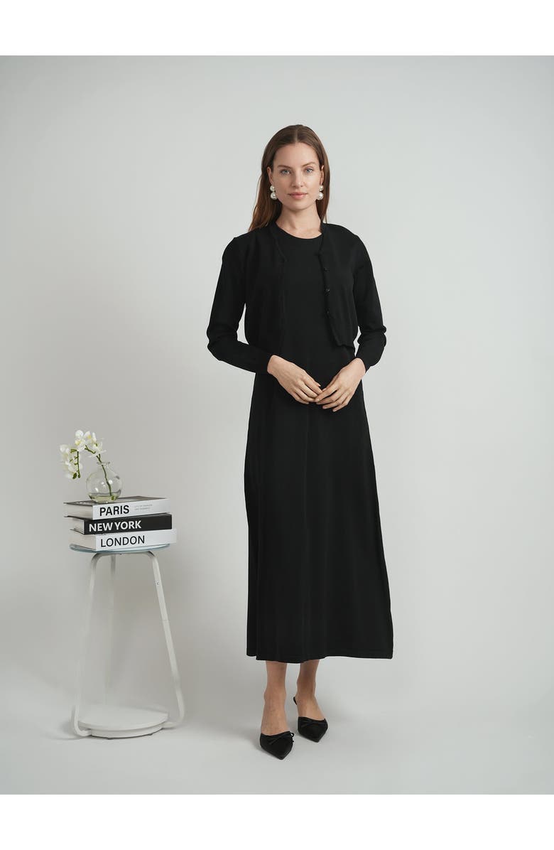 Birch Cropped Open Knit Button Front Cardigan, Alternate, color, Black