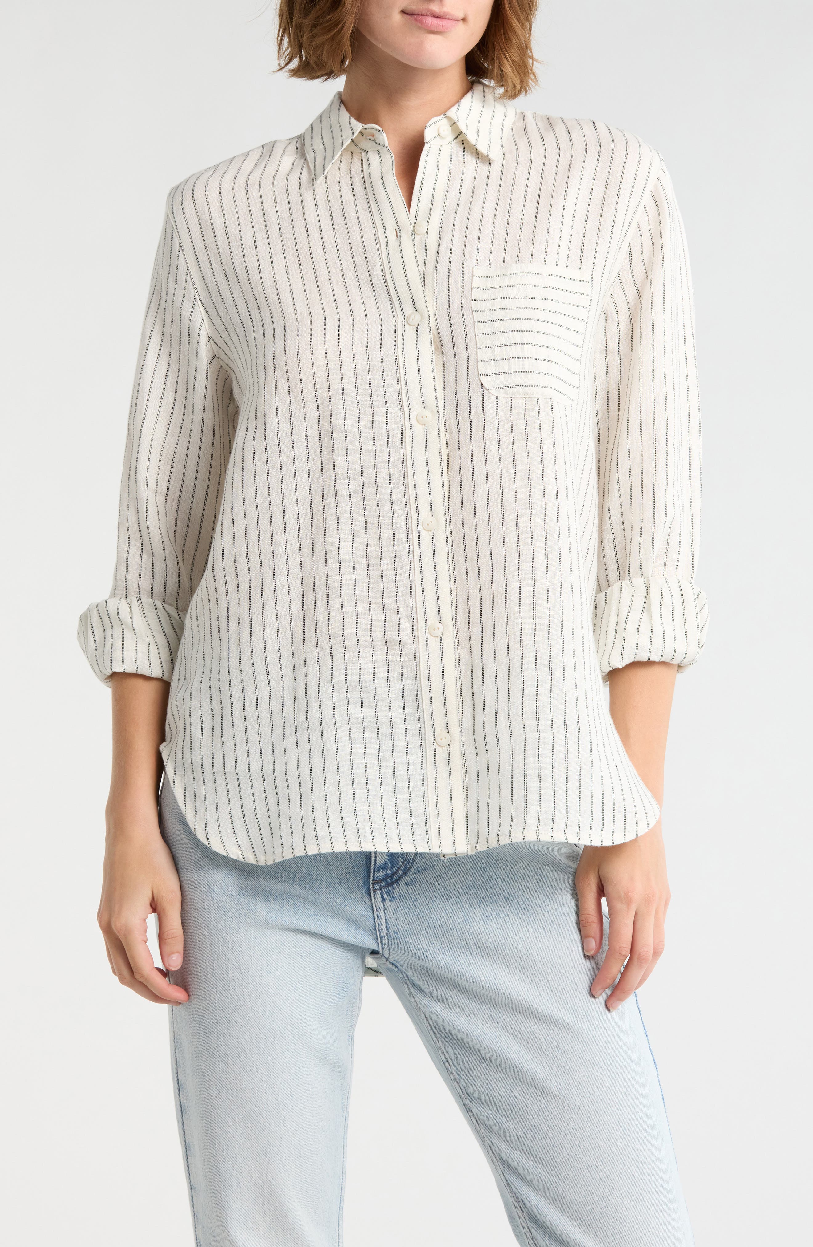 rag & bone Max Stripe Linen Button-Up Shirt