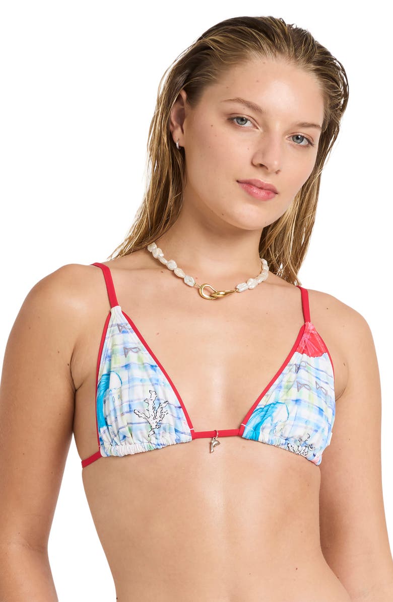 Billabong Lottie Triangle Bikini Top, Alternate, color, White Multi