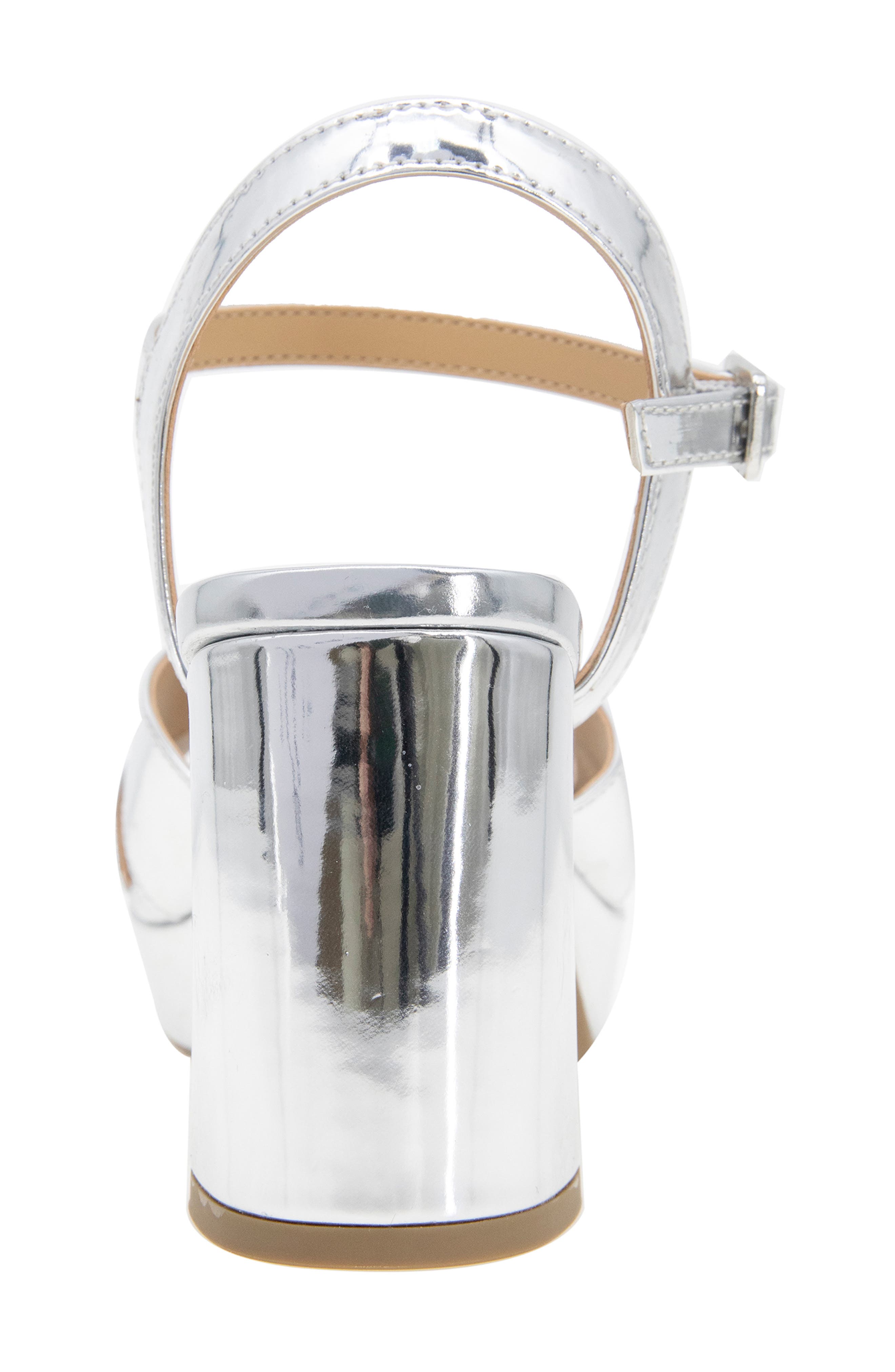 Reaction Kenneth Cole Reeva Block Heel Platform Sandal, Alternate, color, Silver Specchio