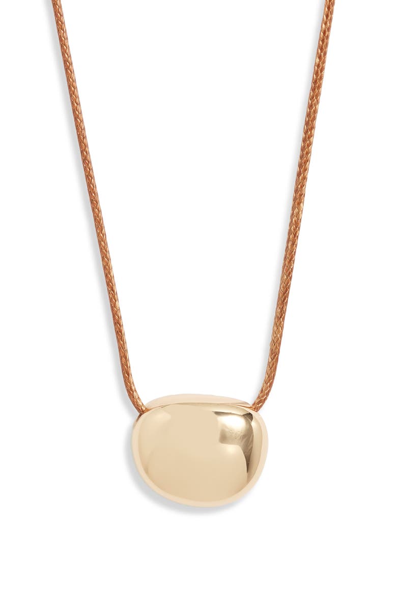 Polished Orb Cord Necklace, Main, color, BROWN- GOLD