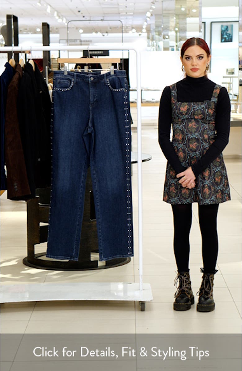 Rhinestone Ankle Straight Leg Jeans, sales video thumbnail