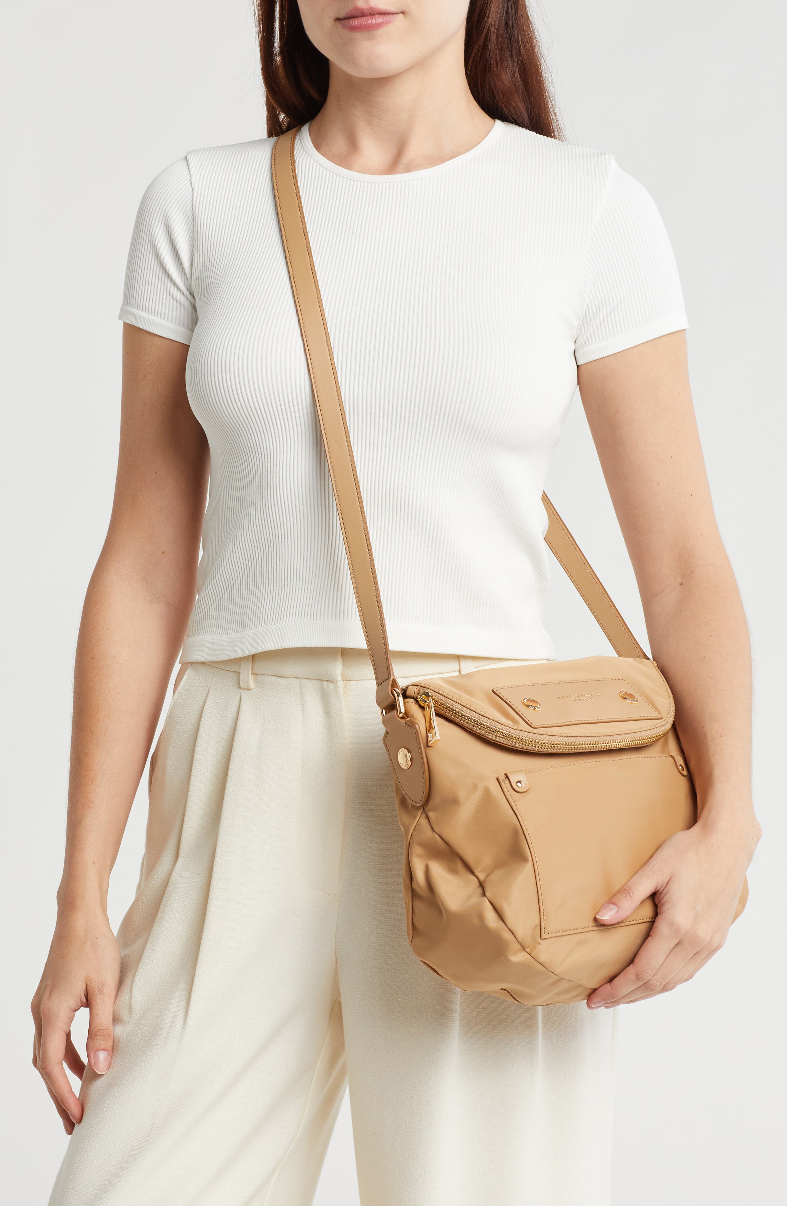 Preppy Nylon Messenger Bag, Alternate, color, ICED COFFEE