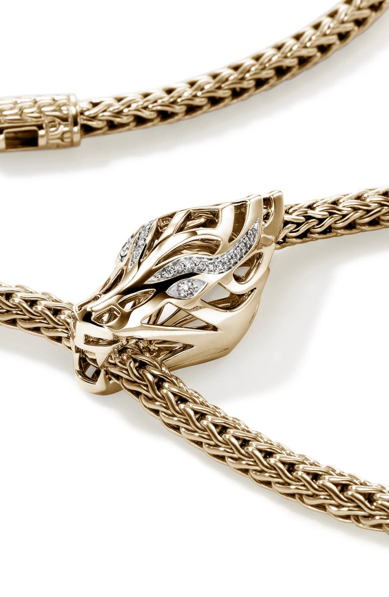 John Hardy Naga Y-Necklace, 14K Gold, Diamond, Alternate, color, Gold