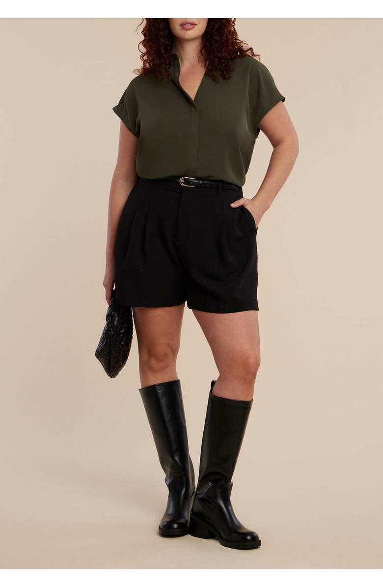 ELOQUII Notch Collar Blouse, Alternate, color, Rain Forest