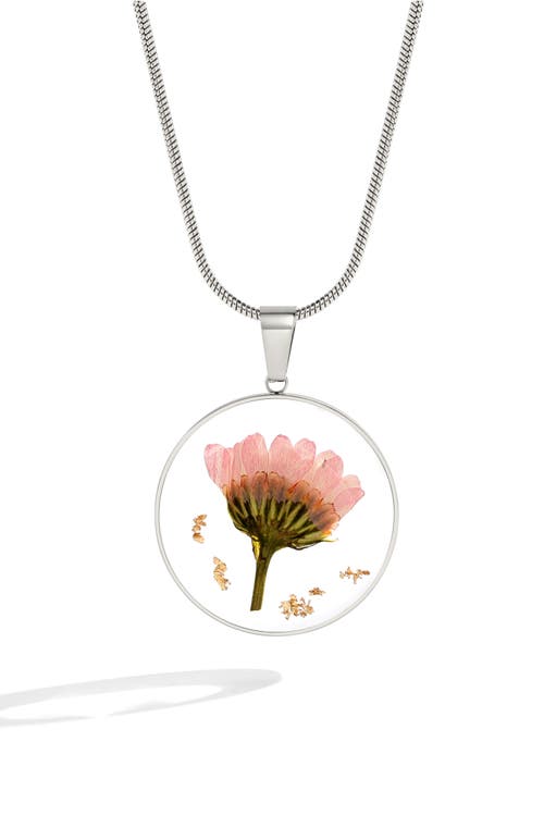 Mint & Lily Pressed Birth Flower Necklace In Metallic