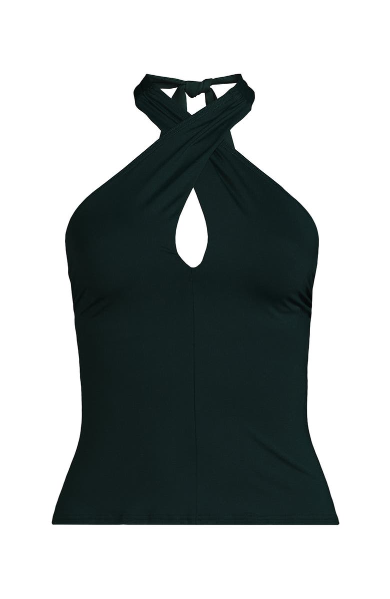 Lands' End Plus Size Criss Cross Halter Tankini Top, Alternate, color, Deep Balsam