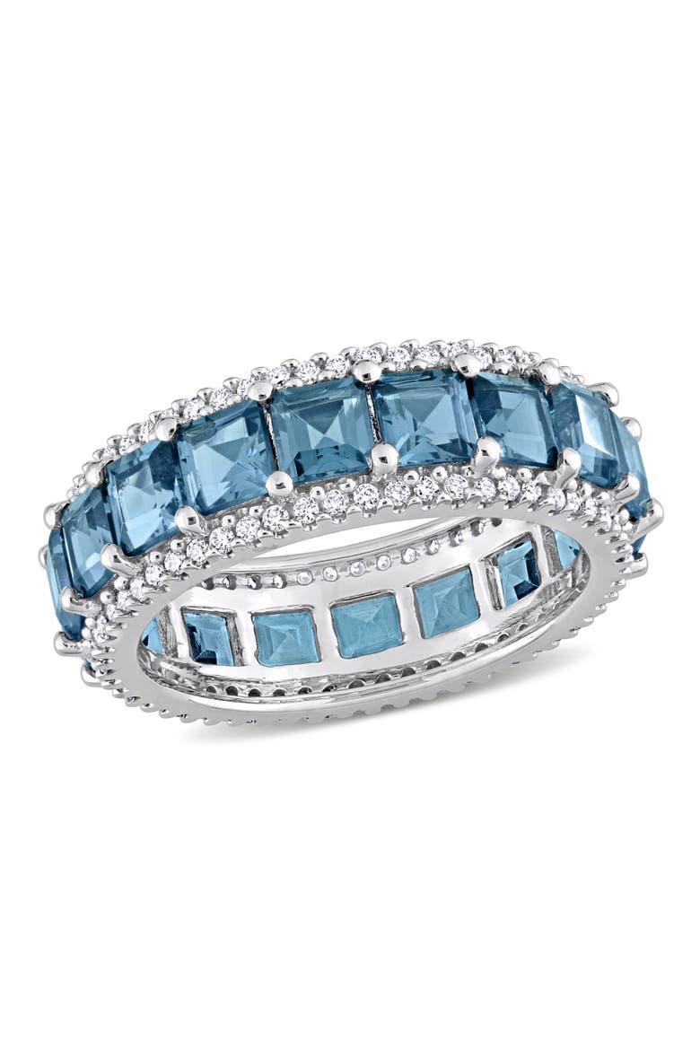 Blue Topaz & Diamond Eternity Ring 14k, Main, color, Topaz