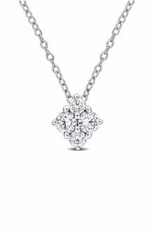 Created Forever Sterling Silver Lab Grown Diamond Quartet Pendant Necklace