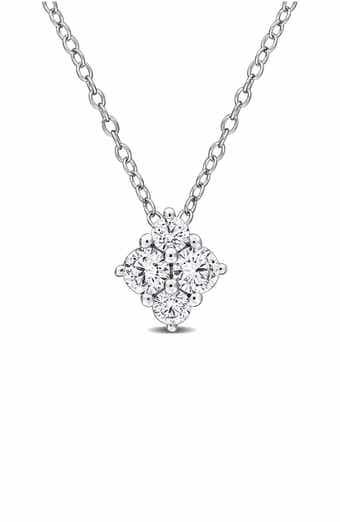 Created Forever Sterling Silver Lab Grown Diamond Quartet Pendant Necklace