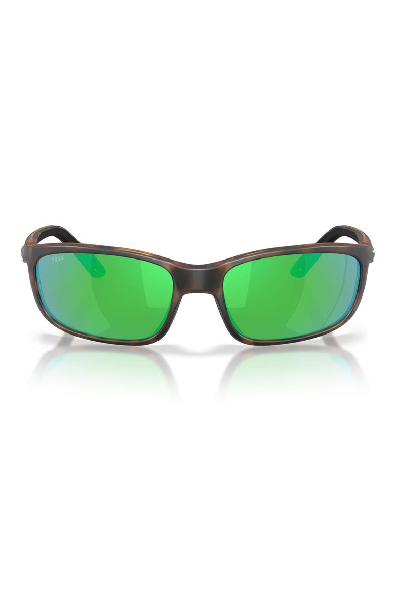 Brine II 59mm Polarized Rectangular Sunglasses, Main, color, TORTOISE / GREEN MIRROR 580P