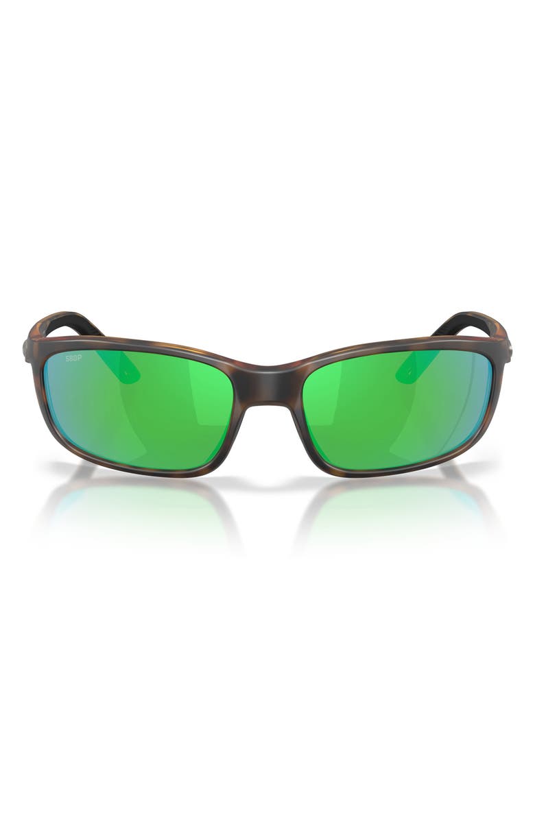 Costa Del Mar Brine II 59mm Polarized Rectangular Sunglasses, Main, color, Tortoise / Green Mirror 580P