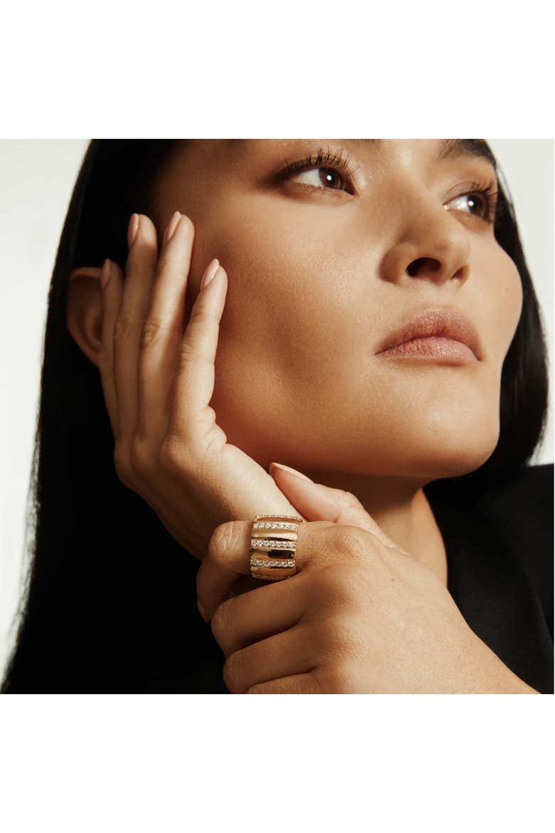 Orb Diamond Ribbed Ring, Alternate, color, Yellow Gold