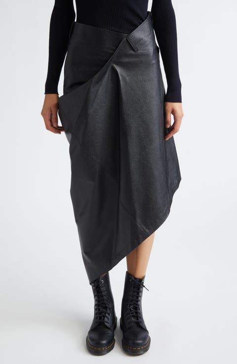 Asymmetric Faux Leather Skirt