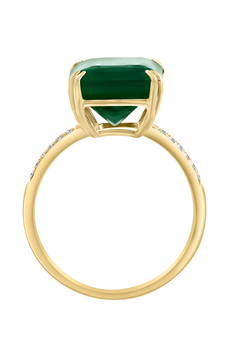14K Yellow Gold Emerald Cut Green Onyx & Diamond Ring, Alternate, color, 14K Gold