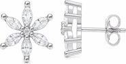 Donatello Gian Sterling Silver Marquise Floral Stud Earrings