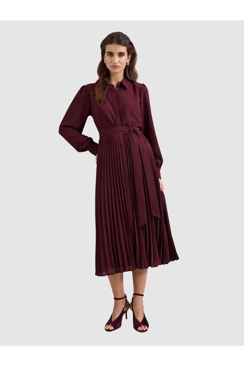 Ren Pleated Midi Shirt Dress, Main, color, Burgundy