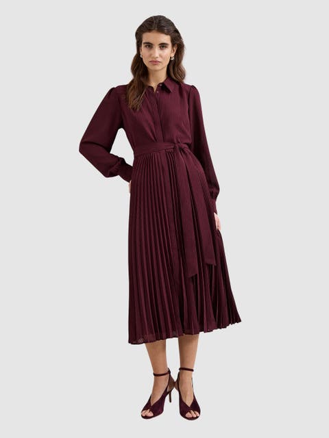 Ren Pleated Midi Shirt Dress