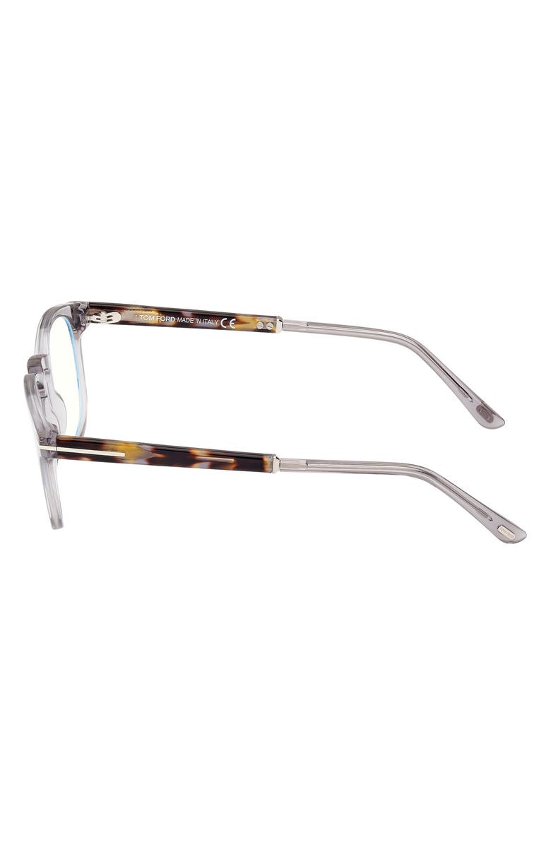 TOM FORD 49mm Round Blue Light Blocking Optical Glasses, Alternate, color, Smoke Grey Palladium