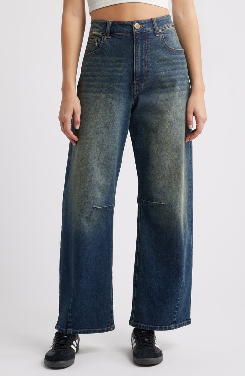 1822 Denim Horseshoe High Waist Barrel Jeans, Main, color,