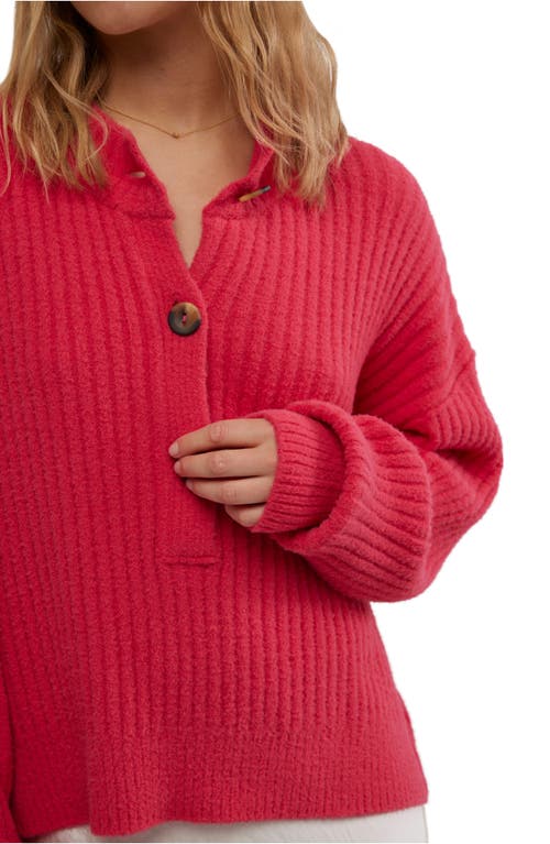 Free People Cocoa Rib Henley Sweater In Virtual Pink