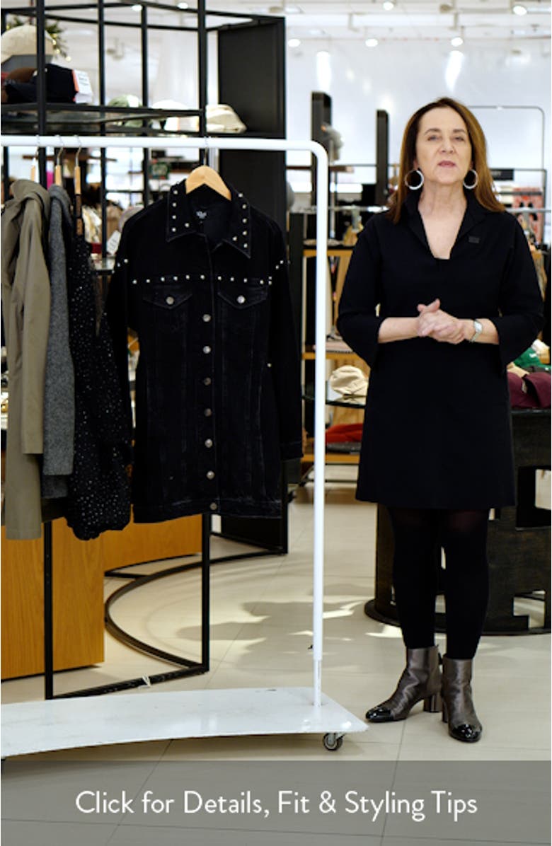 Ladera Studded Long Sleeve Denim Mini Shirtdress, sales video thumbnail