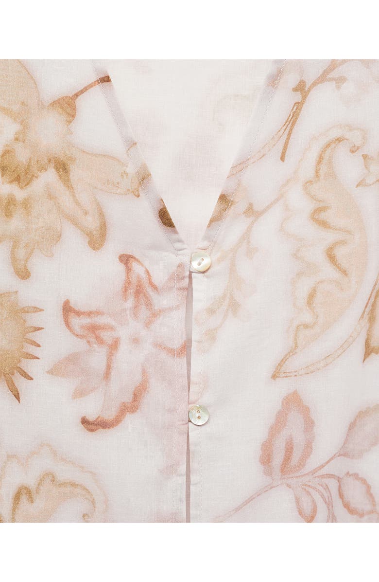 MANGO Floral Cotton Pajama Shirt, Alternate, color,