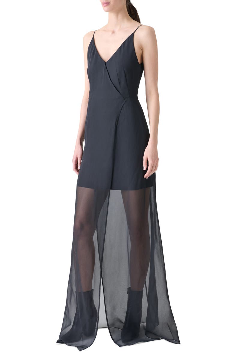 Akris Double Face Silk & Cotton Blend Gown, Alternate, color, Black