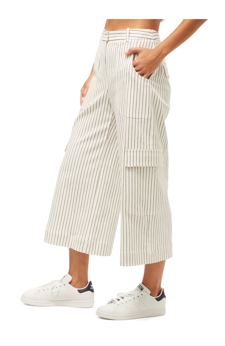Trina Turk Agassi Cropped Wide Leg Stripes Pant, Alternate, color, Whitewash/Ink