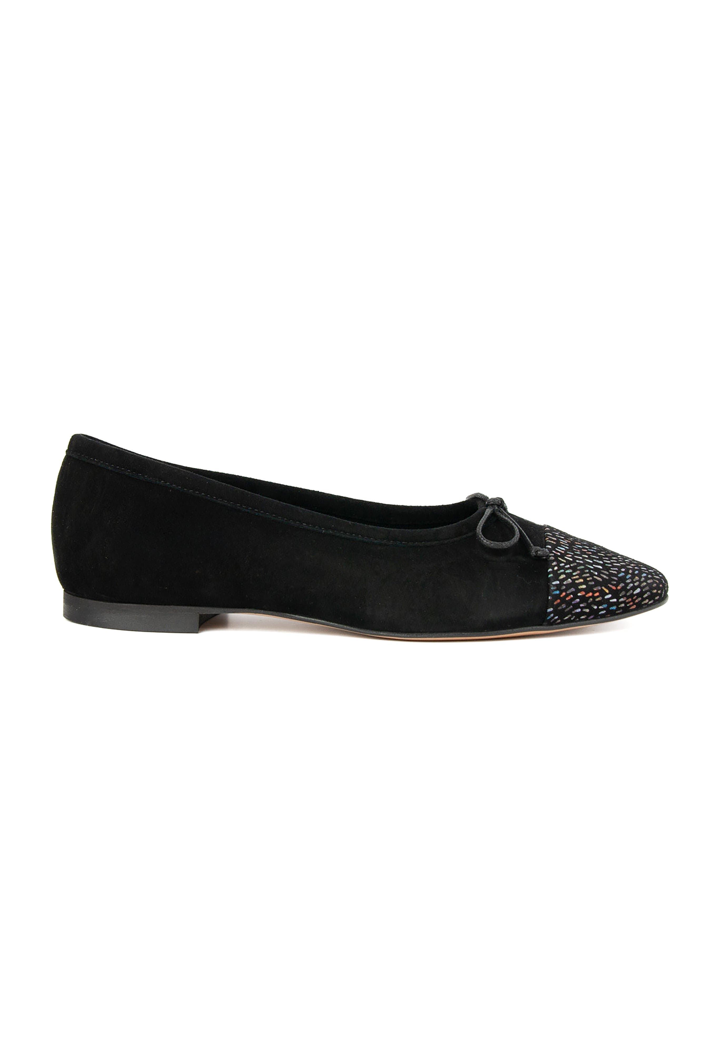 Menina Step Amelie Leather Ballet Flat in Black Speckle 