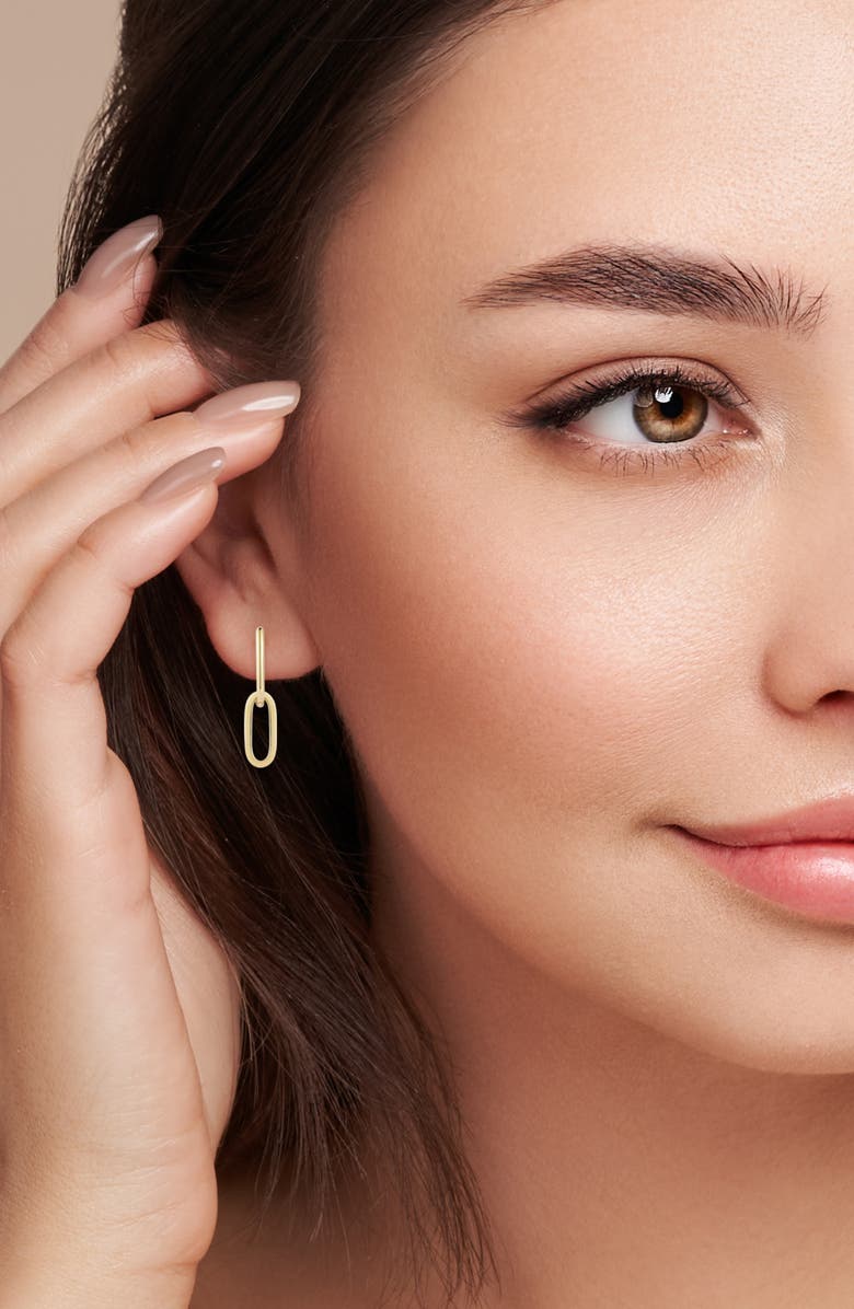 Ember Fine Jewelry 14K Yellow Gold Oval Drop Huggie Hoop Earrings, Alternate, color, Gold