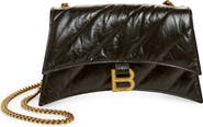 Balenciaga Hourglass Quilted Crushed Leather Wallet on a Chain