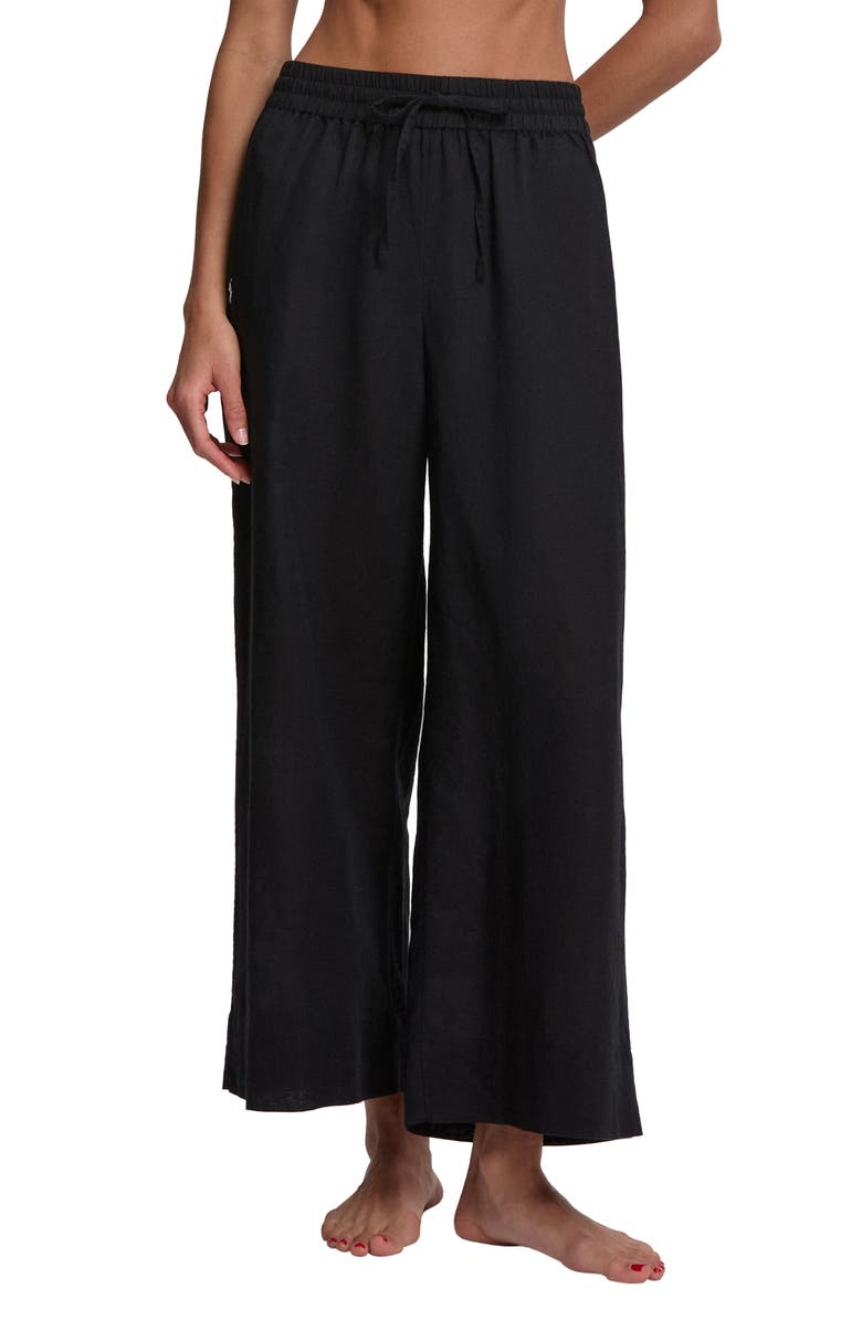 Polo Ralph Lauren Wide Leg Linen & Cotton Cover-Up Drawstring Pants, Main, color, 